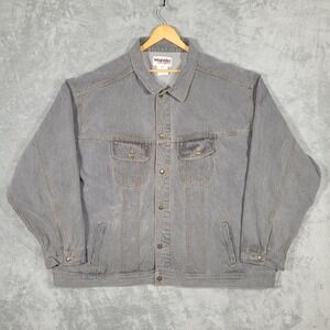 Wrangler Denim Jacket Mens 5X Gray Rugged Wear Trucker Workwear Cotton